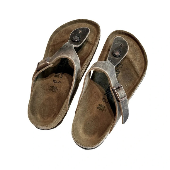Birkenstock GIZEH NATURAL LEATHER OILED slides sandals 36 5 - Picture 4 of 10